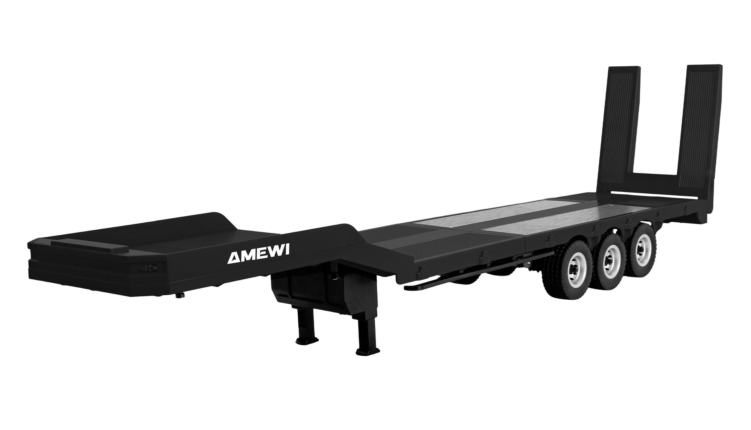 Tieflader-Sattelauflieger Dreiachser für Scania 1:18 schwarz Tieflader-Sattelauflieger Dreiachser für Scania 1:18 schwarz