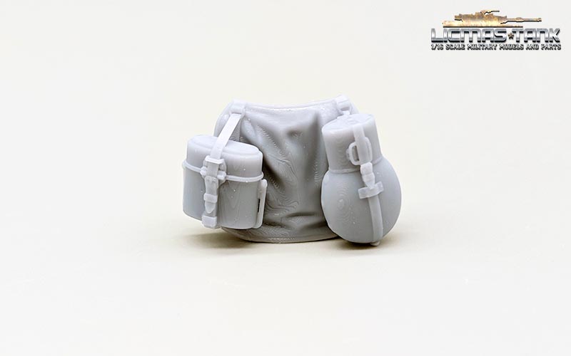 Wehrmacht Tasche mit Kochgeschirr und Trinkflasche (M31) – im Maßstab 1/16 Resin Wehrmacht Tasche mit Kochgeschirr und Trinkflasche (M31) – im Maßstab 1/16 Resin